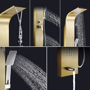 Panneau de douche brossé en nickel doré Tours de colonne Cascade en acier inoxydable 304 Jets de spa Panneau mural de douche intelligent - Product Image 4