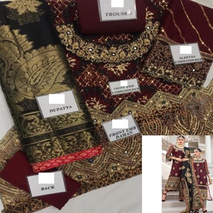 2021 vente chaude pakistanaise indienne mariage Collection nouveau Style mousseline de soie brodé soie Salwar Kameez rayonne robe pour les fêtes - Product Image 5