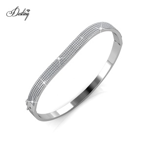 Pulsera de Plata 925 con Baño de Oro de 18k y Circonitas Cúbicas de Diseño Elegante, Brazalete Brillante con Ondas para Mujer, Joyería <span class=keywords><strong>Destiny</strong></span> - Product Image 4