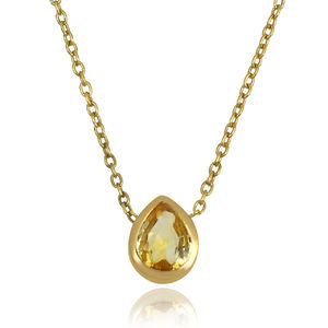 Top quality gold plated 925 sterling <b>silver</b> citrine pear cut gemstone pendant <b>necklace</b> jewelry - Product Image 1