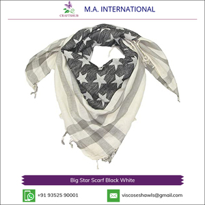 Unique Design 100% Cotton Black White Big Star <b>Scarf</b> - Product Image 2