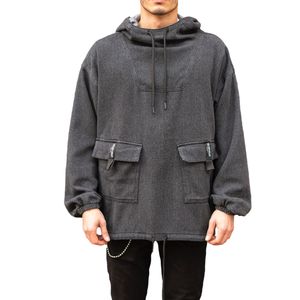 Sudadera con Capucha Extra Grande 100% Algodón Tejido 2023 para Hombre, Estilo Denim Antracita con Detalle de Bolsillo, Estilo Urbano Informal Ecológico, Mejor Precio - Product Image 1