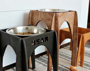 Handmade Stainless Steel XL Feeder <b>Bowl</b> with Wooden Stand High Quality Stylish Feeding Solution for Dogs and <b>Cats</b> - Product Image 2
