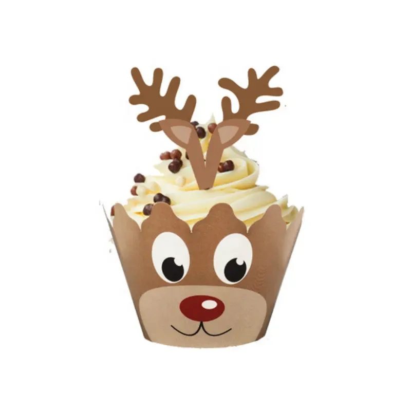 Top Seller Christmas Baking Decoration Muffin Cupcake Cup Liner Cupcake topper