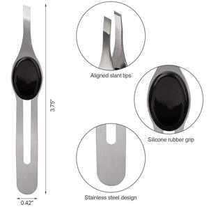 Juego de Pinzas para Depilar Cejas de Acero Inoxidable de la Mejor Calidad, Colores Personalizados, Empuñadura de Goma - Product Image 2