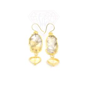 Boucles d'oreilles ovales plaquées or faites à la main belle améthyste citrine quartz pierre précieuse cadeau de fête de mariage pour les femmes - Product Image 2