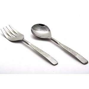 Top qualité 18/8 acier inoxydable salade serveur ensemble poignée torsadée couverts pour la maison hôtel Restaurant événements vaisselle outils de service - Product Image 2