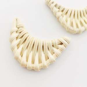 Rattan Earrings Handmade , Moon Rattan Pendant, Rattan Pop Socket - Product Image 2