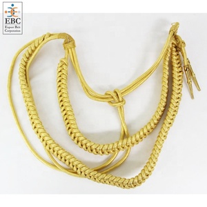 Servicio OEM, Cordón Dorado Aiguillette en Hilo Metálico de Seda, Mylar o Alambre de Bullion con Puntas Doradas - Product Image 4