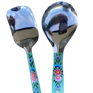 Cuchara de servicio de mango largo de acero inoxidable, cucharas de servicio pintadas a mano - Product Image 6
