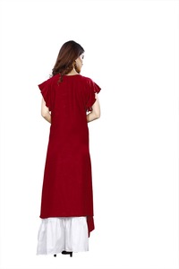 Plus belle et fantaisie Kurti dames coton rayonne femmes dernière conception de mode prêt à porter bas prix avec Palazzo robe en gros ethnique - Product Image 4