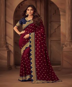 Diseñador de ropa de fiesta, diseño de flores de seda de red bordada, ropa de mujer india, Sari de Color naranja con pieza de blusa, trabajo de perlas, Sari Alphanumero - Product Image 2