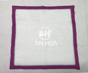 Servilletas de lino para cena, punto de escalera, con brida de color, 100% - Product Image 3