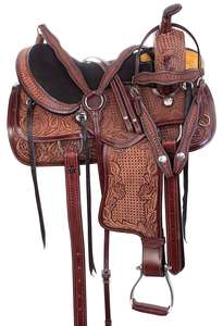 Premium Durable 14\"-18\" Genuine Leather English Saddle Set Various Colors for Barrel <b>Racing</b> Western Horse Tack - Product Image 2
