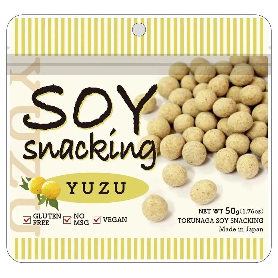 One bite and easy to eat yuzu-coated citrus soybeans snack