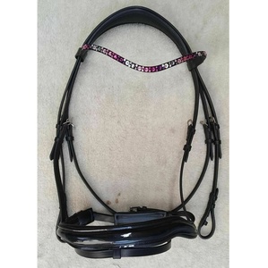 Cuir verni Manivelle Noseband Cheval Bride Stullex Cristal Brow Band Racing Équitation Équestre Western Sports Gear Fantaisie PVC - Product Image 1