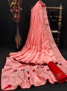 Nouveau magnifique Look réception porter Dola soie broderie travail Saree avec chemisier pièce Inain femmes portent Sari bas prix en gros - Product Image 3