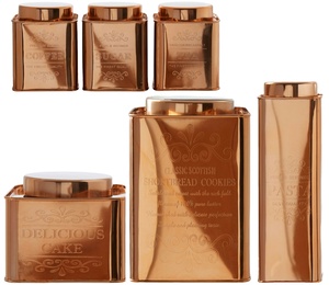 3-Piece Rose Gold Stainless Steel <b>Tea</b> <b>Coffee</b> <b>Sugar</b> Canister Set Classic Square Jar Design Eco-Friendly Food Storage 5kg Load Ins - Product Image 2