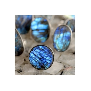 Bague pour hommes en labradorite naturelle de mm, anneau de luxe, incrustation en argent, pierre précieuse - Product Image 1