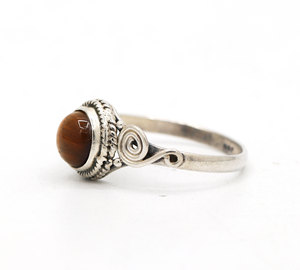 Forme ronde naturelle oeil de tigre pierre précieuse 925 solide en argent Sterling à la main spirale anneau bijoux pour la vente en gros - Product Image 4