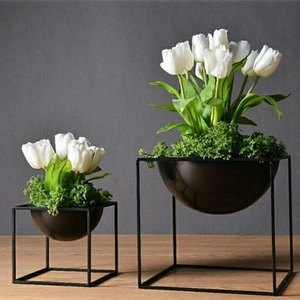 Oval Shape Gold Plated Black Powder Coated Iron Planters Stand Eco-Friendly Indoor/Outdoor <b>Flower</b> Pots for Home Garden-Iqbal - Product Image 3