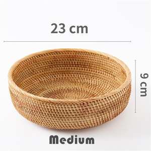 Cesta de mimbre tejida a mano para fruta, bandeja de servicio de ratán hecha a mano para pan y nueces, 3 unidades - Product Image 4