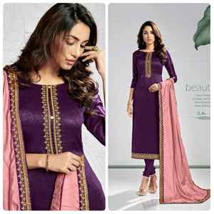 Modern Velvet KurtisTie and <b>Belt</b> Sequence Codding Work Santton Bottom for Women With Ganwaal 4Side Lace Dupatta by Roya Export - Product Image 3