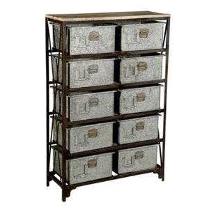 Công Nghiệp & Cổ Điển Sắt Súng Kim Loại & Cũ Xoài Gỗ Antique Home Lưu Trữ Đồ Nội Thất 10 Ngăn Kéo Phòng Khách Tủ - Product Image 1