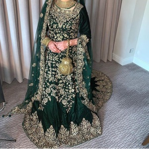 Vestido largo de último diseñador con bordado Zardozi perfecto para ropa de boda elegante traje tradicional impresionante vestido Formal - Product Image 1