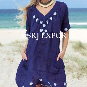 Brand New Deluxe Women's Beautiful Look Embroidered Design Beach Tunic Cheap Price Best quality Amazing Beachwear Short Dress - Product Image 1