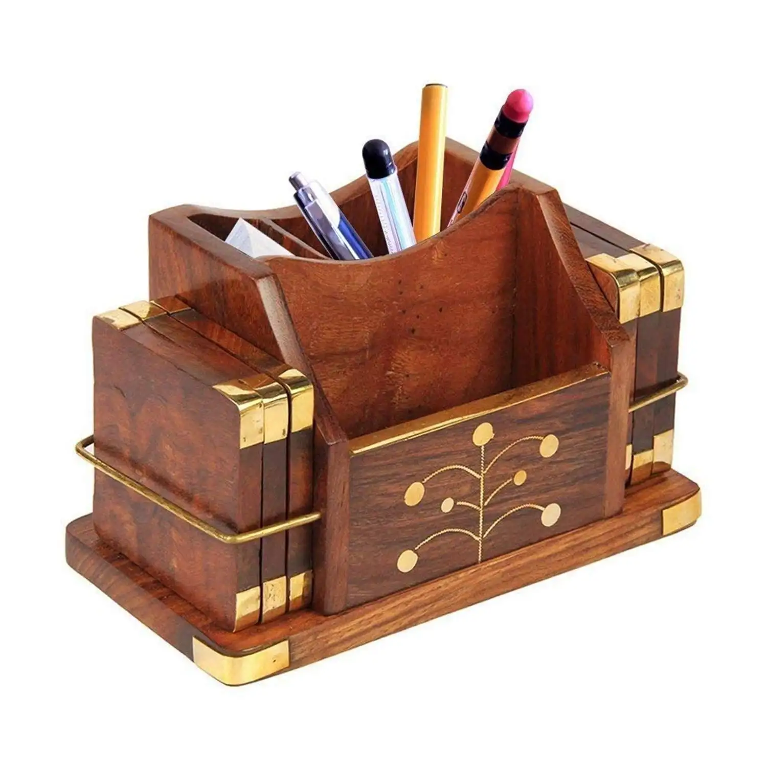 تستحق Shoppee اليدوية الخشبية مجموعة من 6 كوب للبيرة شرب الوقايات مع حافظة أقلام حامل بطاقة مكتب منظم