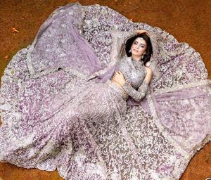 ATIYA LIBAS Royal Indian/Pakistani Long Trail <b>Lehenga</b> Choli Wedding Dress with Crystal Stone Work for <b>Women</b>-2019 - Product Image 2