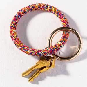 Porte-clés bohème coloré en perles et pierres de rocaille, meilleur vente, - Product Image 2