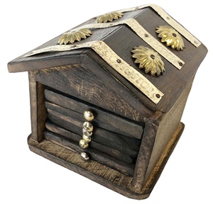 Posavasos de Madera Hechos a Mano con Forma de Cabaña - Juego de Regalo de 6 Piezas - Adorno Decorativo de Rajasthan - Product Image 2