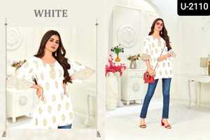 Nuevo diseño exclusivo de Kurtis de rayón y algodón informal de uso regular para damas y niñas, compre Kurtis elegantes de la parte superior del fabricante - Product Image 4