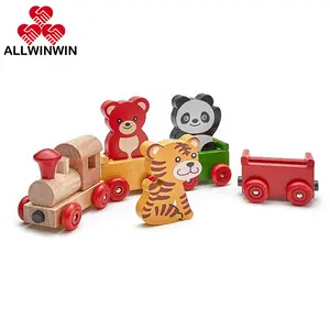 cama de madeira celeiro Suppliers-Allwinwin conjunto de trem de madeira, trem de madeira-animal zoológico de tigre panda
