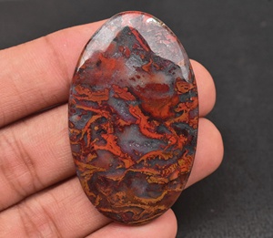 Cabochon en mousse d'agate rouge d'indonése, pierre précieuse pour la fabrication de bijoux, vente en gros, 15 cm - Product Image 1