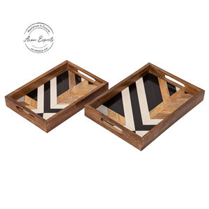 Bandeja de servicio de madera Premium con asas recortadas Bandeja multiusos duradera elegante para cocina, comedor y decoración - Product Image 6