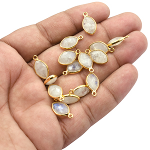 Pendentif en argent sterling à facettes en pierre de lune arc-en-ciel en forme de marquise plaqué or 18 carats pour la fabrication de colliers - Product Image 4