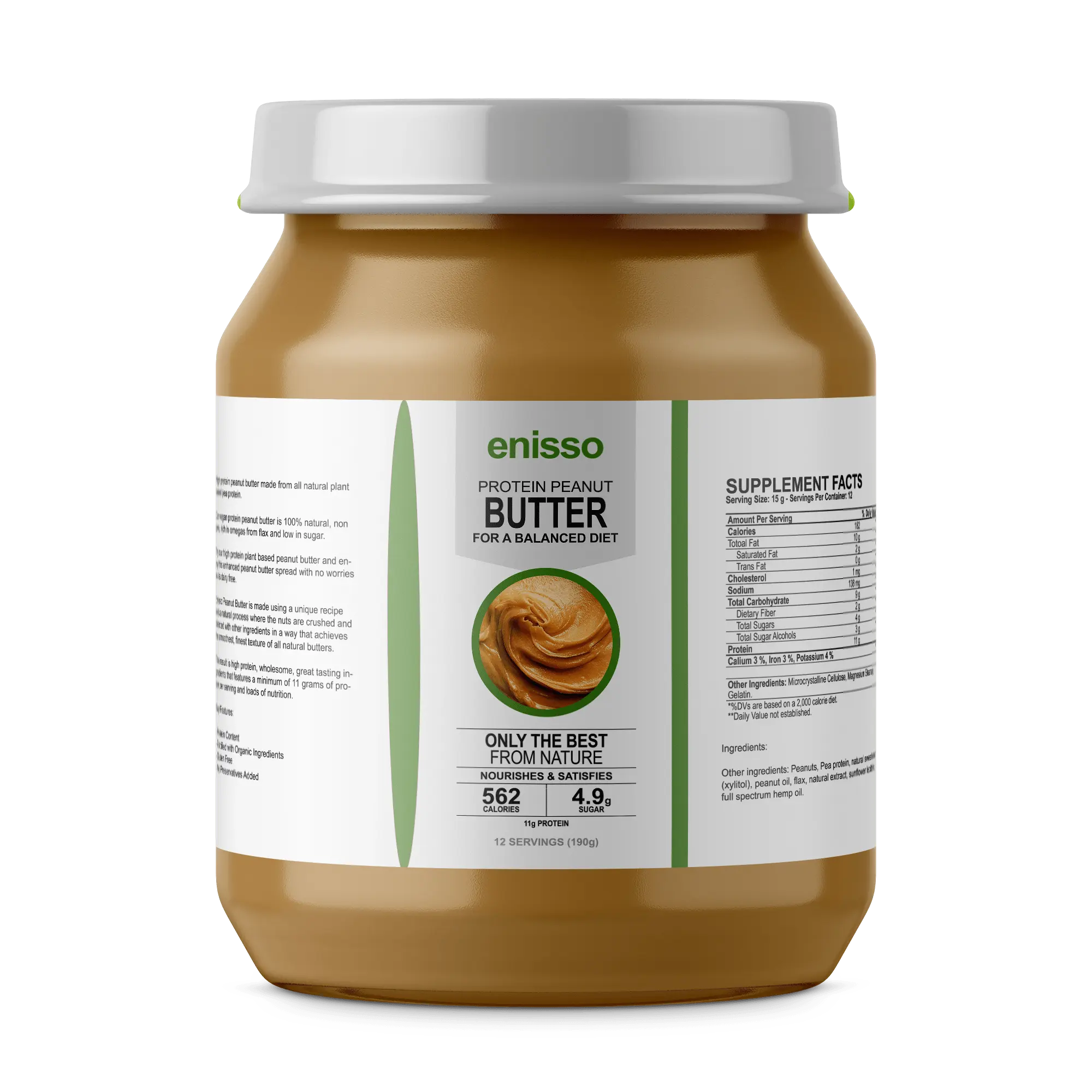 Enisso Protein Peanut Butter Cream Spread Breakfast Low Carb Sugar Free Fitness Healthy Diet Food OEM OBM Private Label