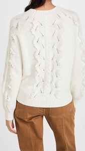 ชุดเดรสสเวตเตอร์ผ้าไนลอนลายทาง35ชิ้นของผู้หญิง35% 30% เส้นใยโพลีเอสเตอร์เส้นใยยาวพิเศษมีกระดุมป้องกันฤดูหนาวฤดูใบไม้ผลิ - Product Image 3