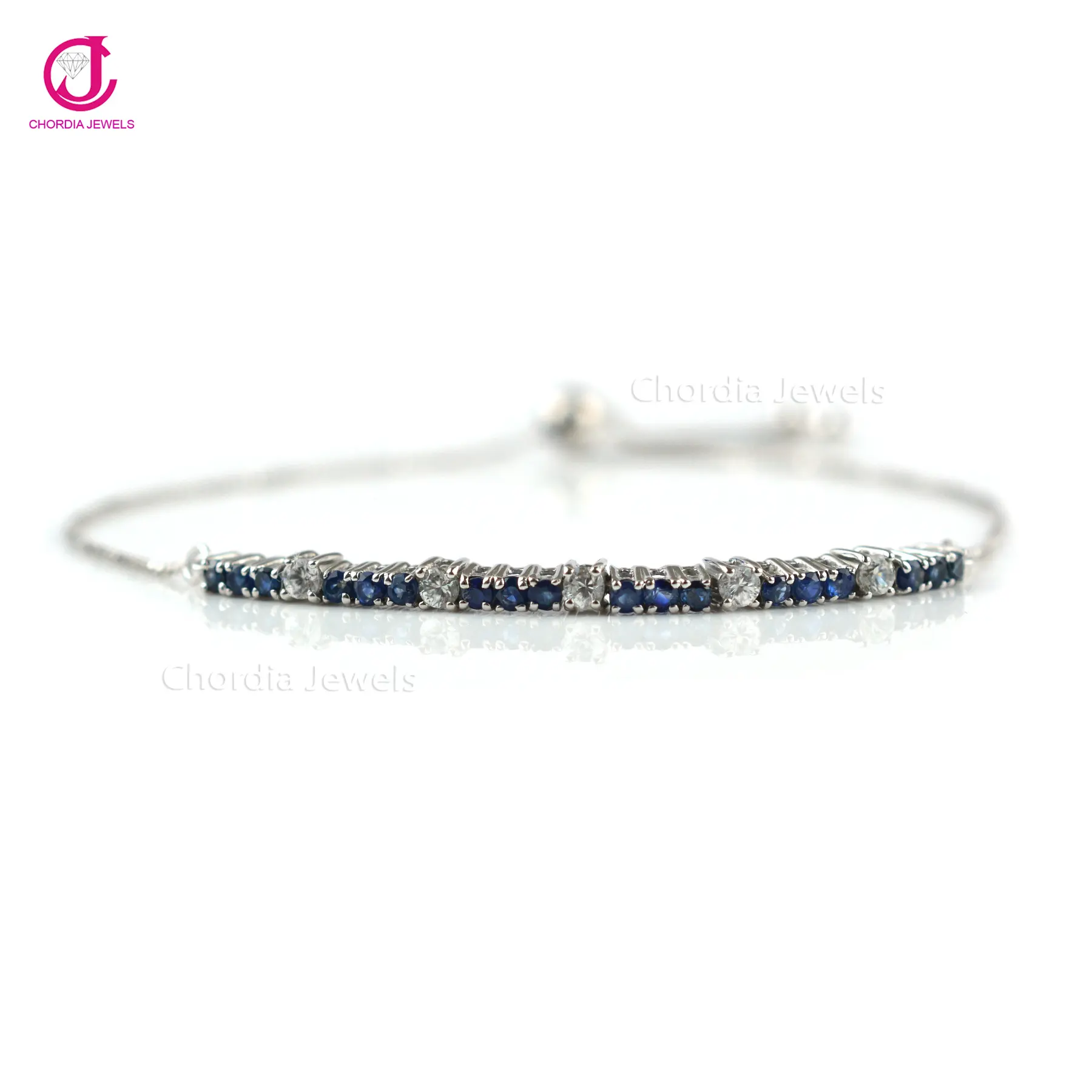 Sterling Silver Blue Sapphire Bracelet For Gift At Offer Price High Quality Zircon Jewelry Manufacturer