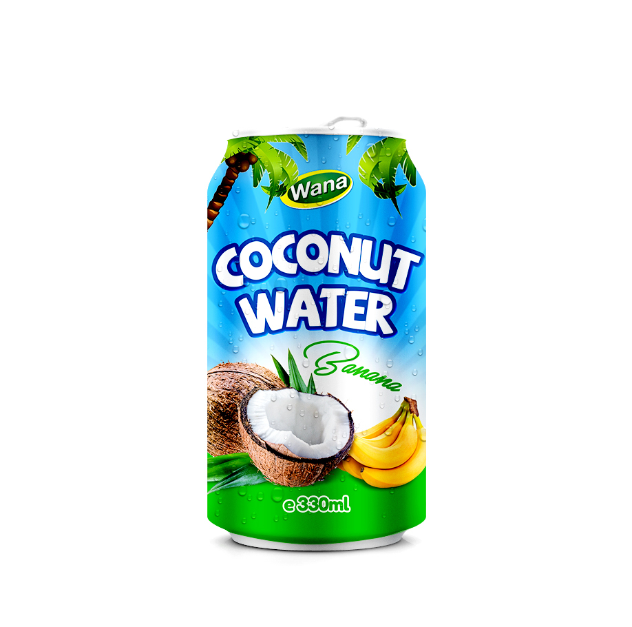 Tropical Coconut Water Drink With Banana Flavor Manufacturer in 330ml Short Can