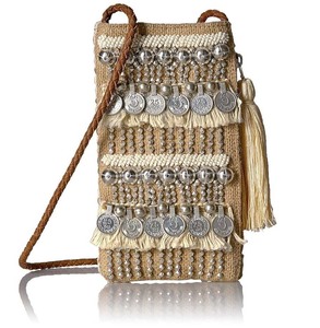 Nouveautés : Pochette mobile en jute brodée à la main, style ethnique bohème unique, de haute qualité, écologique, motif paysage - Product Image 1