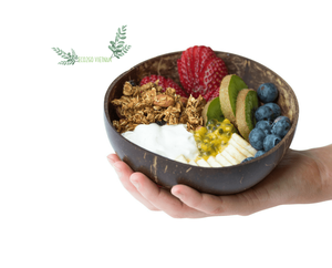 ชามกะลามะพร้าวเป็นมิตรกับสิ่งแวดล้อมอย่างยั่งยืนตามธรรมชาติเวียดนามขนาดเล็ก / ชุดชามและช้อนมะพร้าวคุณภาพสูงและโลโก้เลเซอร์ฟรี - Product Image 5