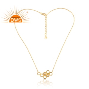 Pédale en nid d'abeille et chaîne de bijoux, pierre précieuse blanche plaquée or 925 argent Sterling, vente en gros - Product Image 2
