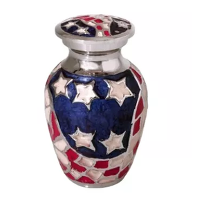 Monarch American Flag Embossed Design <b>Keepsake</b> <b>Pets</b> Cremation Urns for Funeral <b>Ashes</b> Metal Brass/Aluminum - Product Image 3