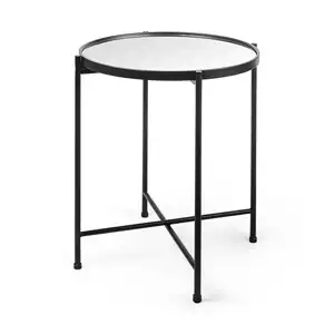 Modern Metal <b>Round</b> Side <b>Table</b> with Tempered Glass Top Durable Sturdy Home Decor Furniture Perfect Centerpiece <b>coffee</b> <b>table</b> - Product Image 1