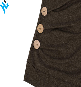 Camisetas de alta calidad para mujer, blusas informales de manga corta con hombros descubiertos, Top tipo túnica con botón lateral, venta al por mayor - Product Image 5