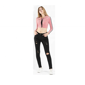 Personalizado de algodón suave suelto de gran tamaño Body Fit Slim V cuello Crop Top deportes Sudadera con capucha para las mujeres - Product Image 2